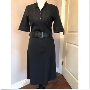 NWOT THEORY Short Sleeve Belted Black Dress SZ M